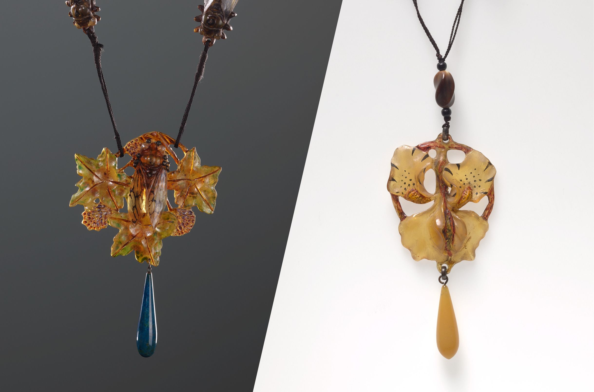 Georges Pierre, France 1873–1943 / Cicada pendant necklace c.1910 / Orchid pendant necklace c.1900