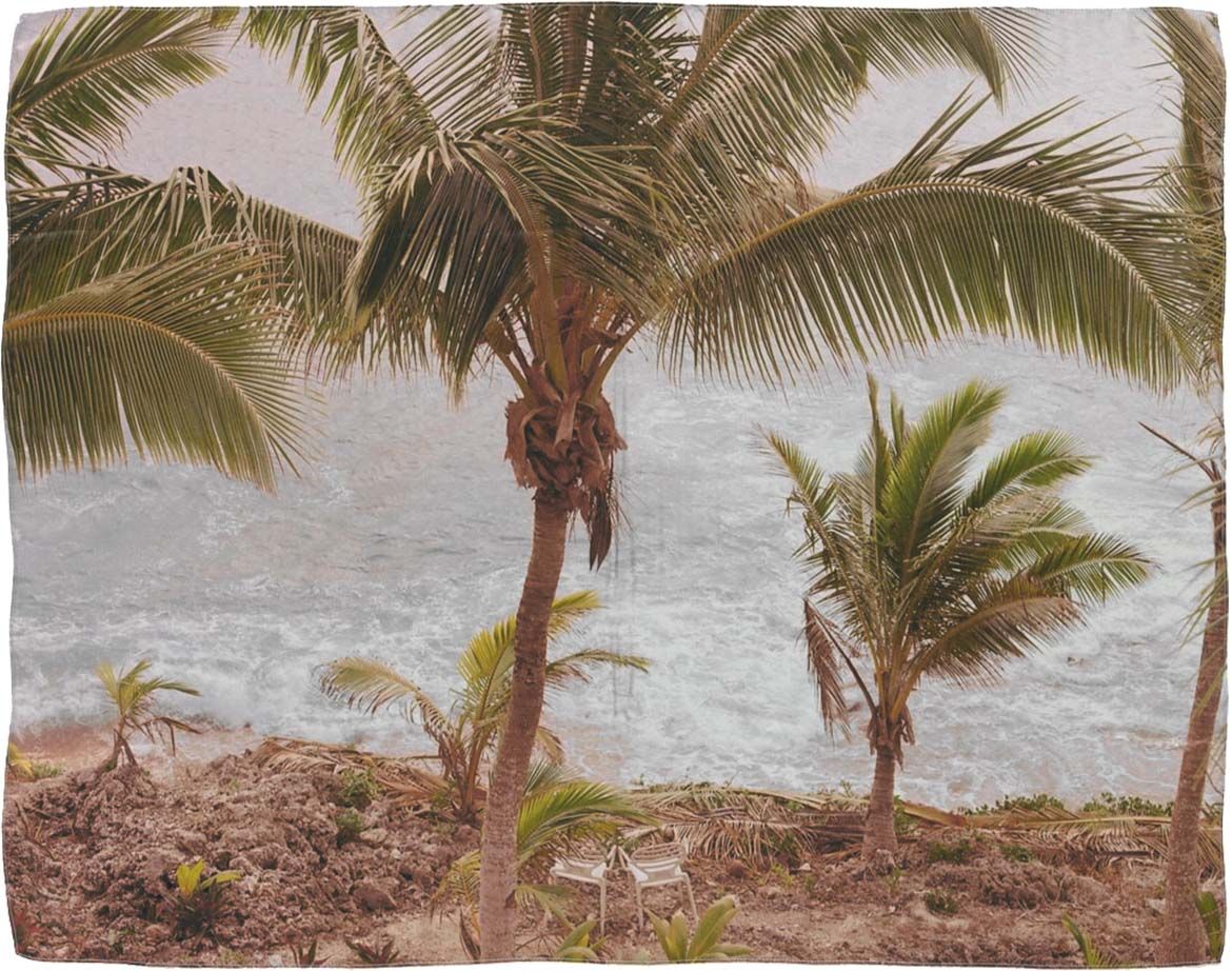 Edith Amituanai, New Zealand b.1980 / View from Matavai resort, Niue (from ‘L’a’u Pele Moana (My darling Moana)’ series) 2020 / Eco inks on 100% natural silk / 80 x 110cm / Acc. 2021.324 / Purchased 2021 with funds from the Bequest of Jennifer Taylor through the Queensland Art Gallery l Gallery of Modern Art Foundation / Collection: Queensland Art Gallery l Gallery of Modern Art / © Edith Amituanai