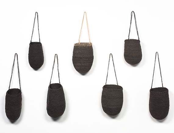 From left to right, top to bottom:

RARRU, Margaret
Australia b.1940

Mindirr
2012
Pandanus palm with natural dyes
29 x 17cm
Acc. 2012.480
Purchased 2012 with funds from an anonymous donor through the Queensland Art Gallery Foundation

Mindirr
2011
Pandanus with natural dyes
28 x 18cm
Acc. 2011.269
Purchased 2011 with funds from Thomas Bradley through the Queensland Art Gallery Foundation

Mindirr
2012
Pandanus palm with natural dyes
24 x 20cm
Acc. 2012.476
Purchased 2012 with funds from an anonymous donor through the Queensland Art Gallery Foundation

Mindirr
2012
Pandanus palm with natural dyes
32 x 19cm
Acc. 2012.475
Purchased 2012 with funds from an anonymous donor through the Queensland Art Gallery Foundation

Mindirr
2012
Pandanus palm with natural dyes
31 x 19cm
Acc. 2012.479
Purchased 2012 with funds from an anonymous donor through the Queensland Art Gallery Foundation

Mindirr
2012
Pandanus palm with natural dyes
34 x 19cm
Acc. 2012.477
Purchased 2012 with funds from an anonymous donor through the Queensland Art Gallery Foundation

Mindirr
2012
Pandanus palm with natural dyes
34 x 18cm
Acc. 2012.478
Purchased 2012 with funds from an anonymous donor through the Queensland Art Gallery Foundation