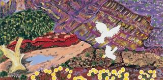 Lindy Rontji, Arrernte people, Australia b.1962 / Mount Hermannsburg 2002 / Synthetic polymer paint on linen / 64.7 x 91.2cm / Purchased 2003 with funds from Margaret Mittelheuser AM through the QAG Foundation / Collection: Queensland Art Gallery | Gallery of Modern Art / © Lindy Rontji