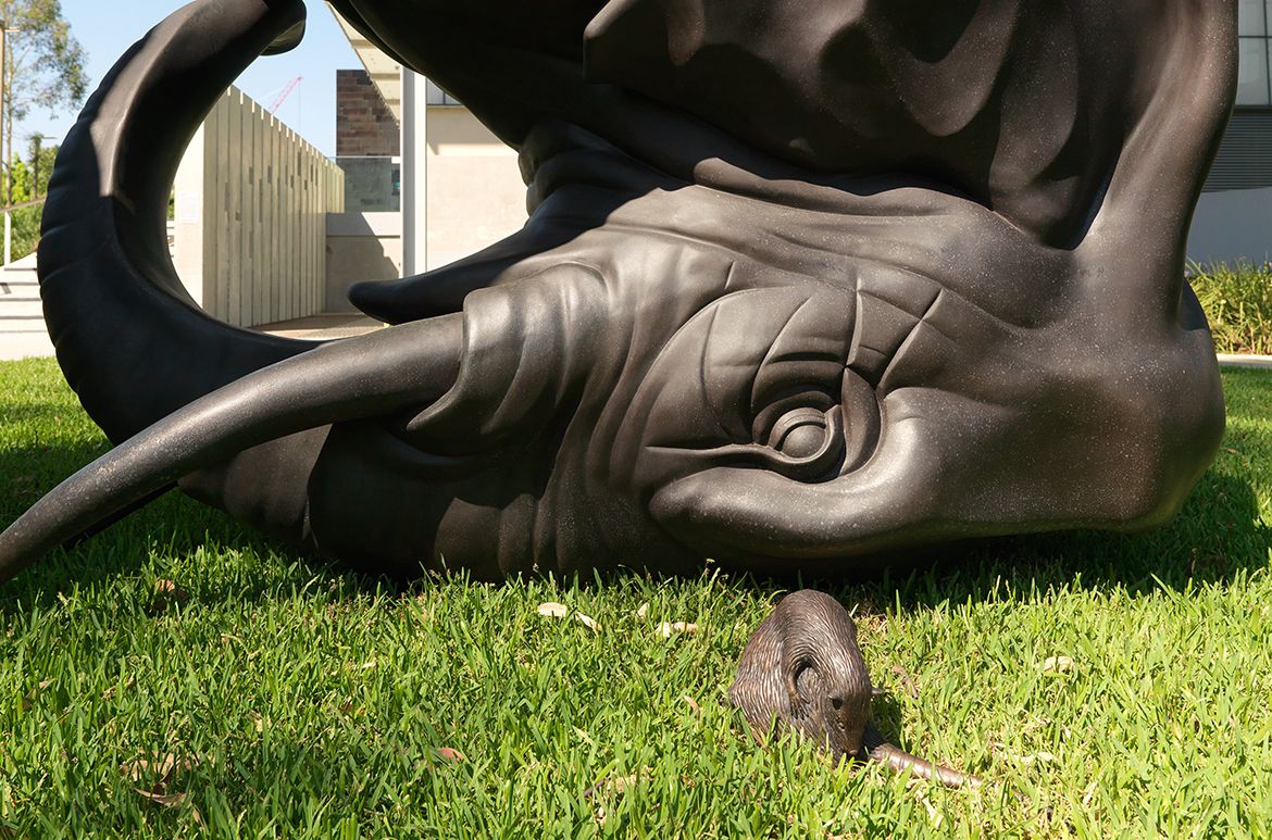 Michael Parekowhai, Ngāti Whakarongo, New Zealand b.1968 The World Turns 2011-12 / Bronze / 488 x 456 x 293cm / Commissioned 2011 to mark the fifth anniversary of the opening of the Gallery of Modern Art in 2006 and twenty years of The Asia Pacific Triennial of Contemporary Art / This project has received financial assistance from the Queensland Government through art+place Queensland Public Art Fund, and from the Queensland Art Gallery Foundation / Collection: Queensland Art Gallery | Gallery of Modern Art / © Michael Parekowhai / Photograph: N Harth © QAGOMA
