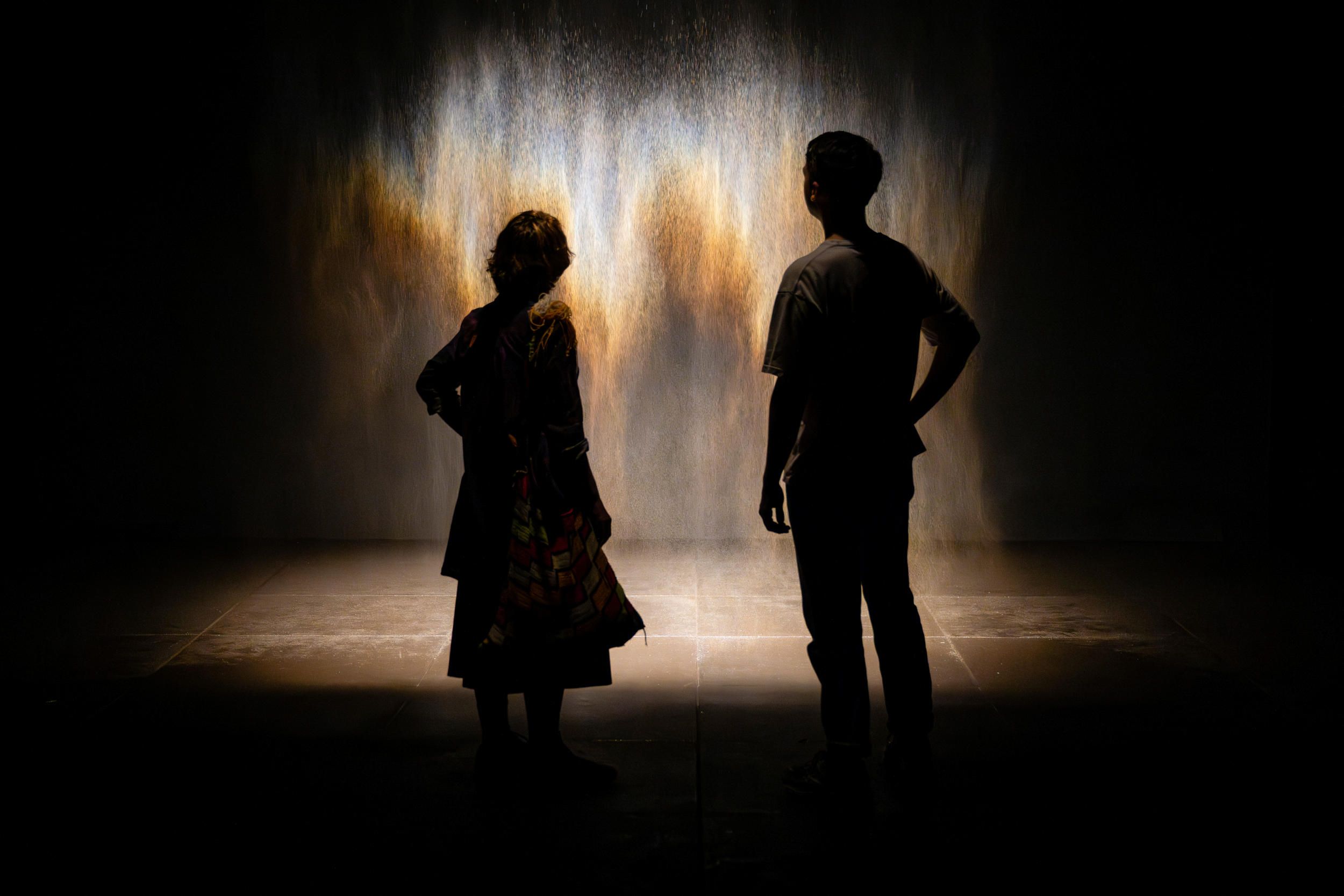 Olafur Eliasson, Denmark b.1967 / Beauty 1993 / Spotlight, water, nozzles, hose, pump / Purchased 2025. The Josephine Ulrick and Win Schubert Charitable Trust / Collection: The Josephine Ulrick and Win Schubert Charitable Trust, Queensland Art Gallery | Gallery of Modern Art / © 1993 Olafur Eliasson / Photograph: J Ruckli © QAGOMA