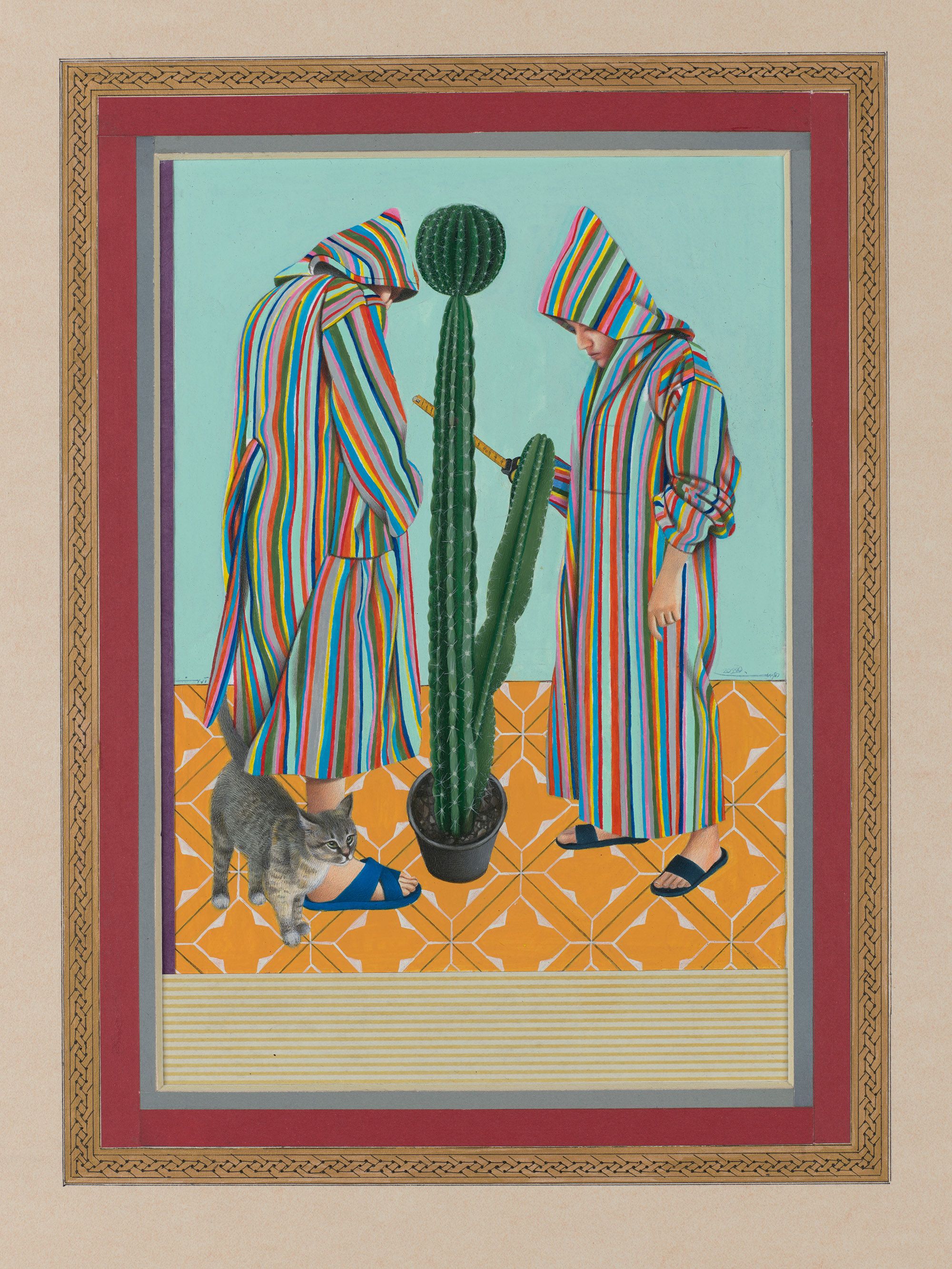 Maryam Ayeen, Iran b.1985 / Abbas Shahsavar, Iran b.1983 / Untitled (from 'Fall in dopamine' series) 2020-21 / Gouache and watercolour on paper / 70 x 50cm / Purchased 2022 with funds from an anonymous donor through the QAGOMA Foundation / Collection: Queensland Art Gallery | Gallery of Modern Art / © Maryam Ayeen & Abbas Shahsavar