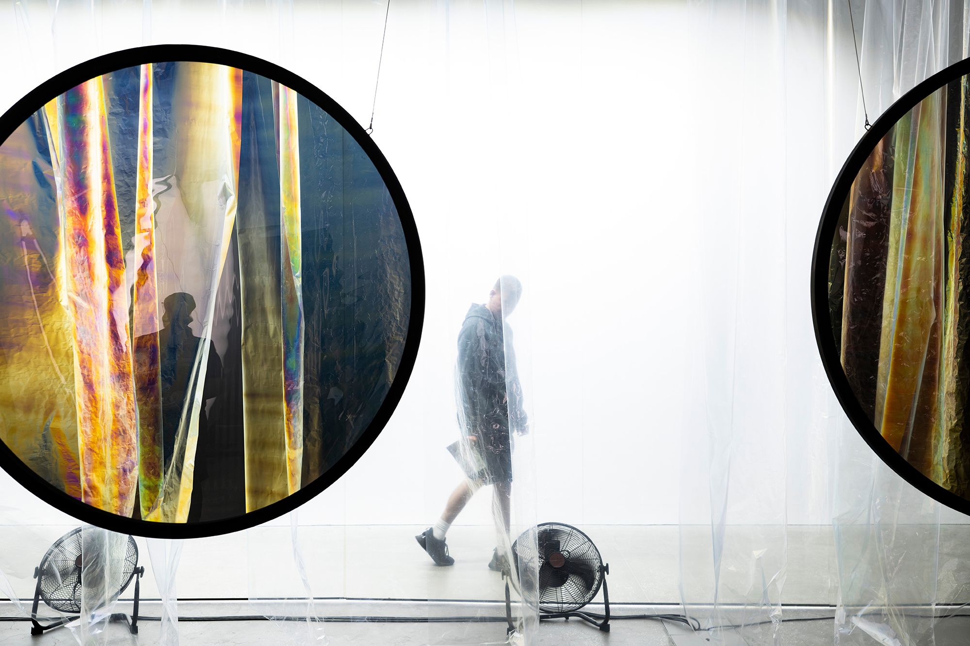 Olafur Eliasson, Denmark b.1967 / Your truths 2025 / Polarisation filters, PET, PVC, BOPP foil, fans, metal, control units / © 2025 Olafur Eliasson / Courtesy: The artist; neugerriemschneider, Berlin; and Tanya Bonakdar Gallery, New York / Photograph: C Callistemon © QAGOMA