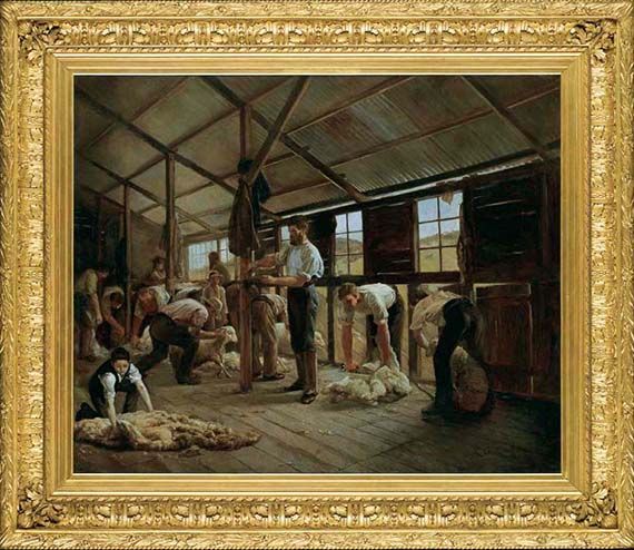 R. Godfrey Rivers, England/Australia 1858-1925 / Woolshed, New South Wales
1890 / Oil on canvas / 92 x 112cm / Acc. 1:0013
Gift of the artist 1895
