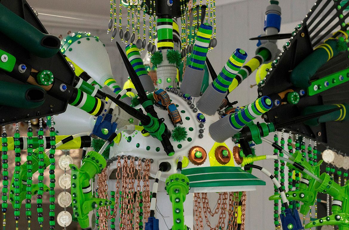 Vanghoua Anthony Vue, Australia b.1989 / The Manny (from the ‘Hard-hat Devi(l)-(n)ation’ series) 2022 / Mixed media / 145 x 120 x 85cm / Image courtesy: Vanghoua Anthony Vue
