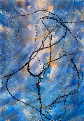 Judy Watson, Waanyi peopleAustralia b.1959 / wanami 2019 / Acrylic, graphite, pastel, watercolour pencil on canvas / 245 x 181cm / Courtesy: The artist and Milani Gallery, Brisbane / © Judy Watson