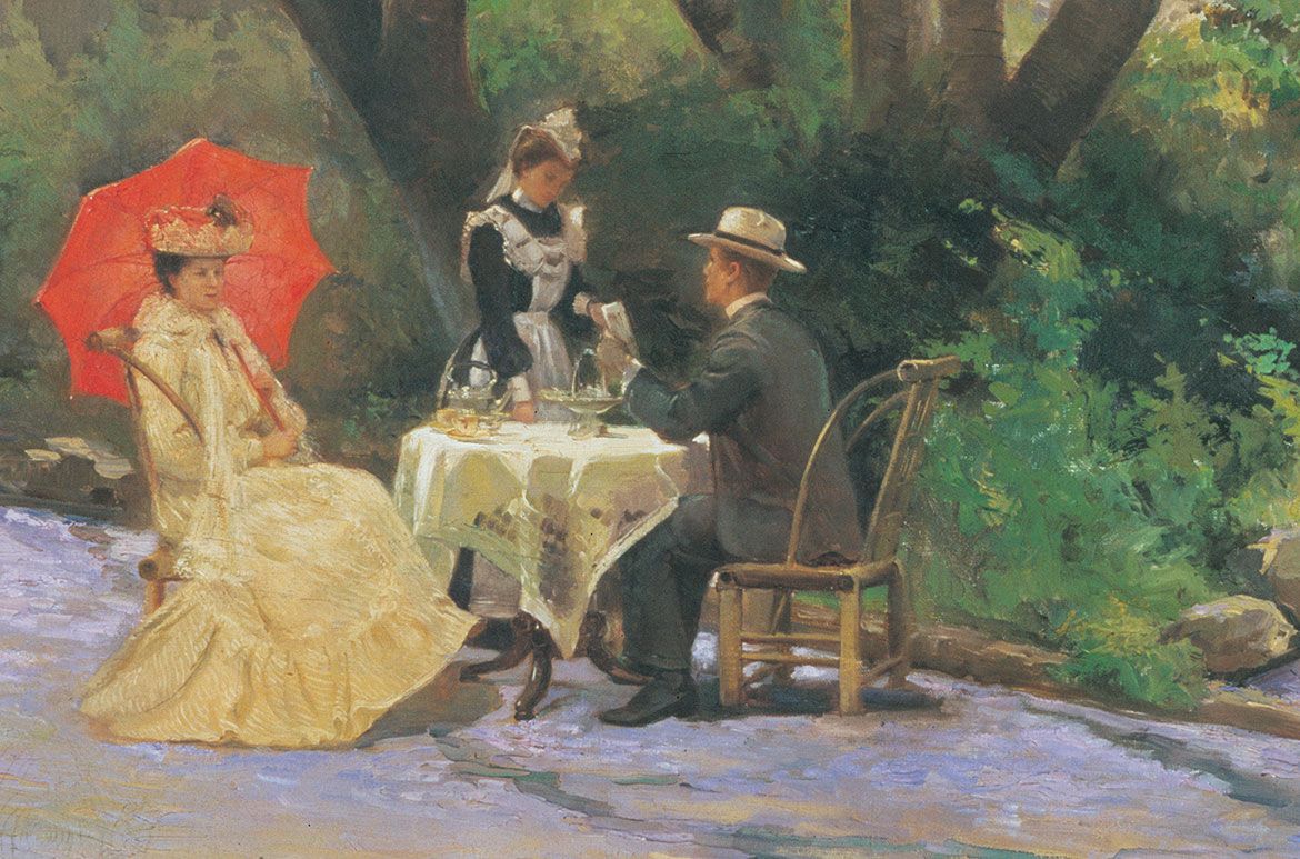 R. Godfrey Rivers, England/Australia 1858-1925 / Under the jacaranda 1903 / Oil on canvas / 143.4 x 107.2 cm / Purchased 1903 / Collection: Queensland Art Gallery | Gallery of Modern Art