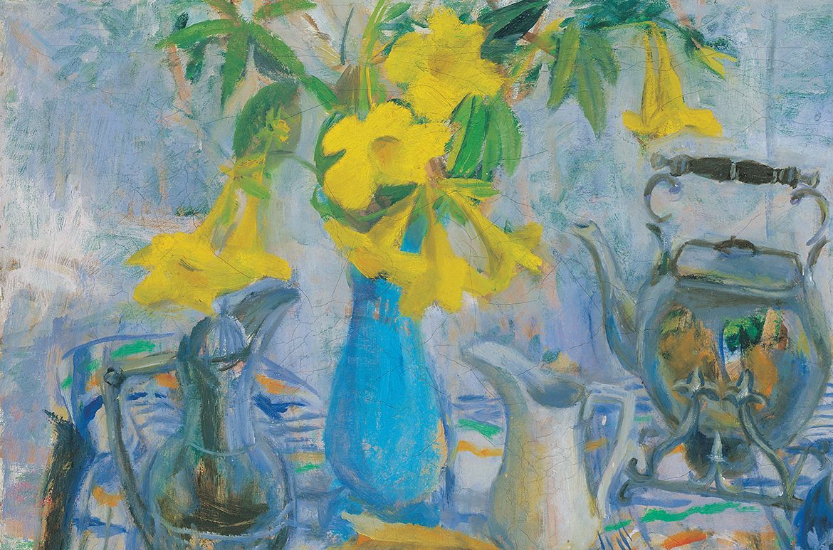 Margaret Olley, Australia 1923-2011 / Allamandas I (detail) c.1955-58 / Oil on canvas / 75 x 92.3 cm / Purchased 1961 / Collection: Queensland Art Gallery | Gallery of Modern Art / © QAGOMA