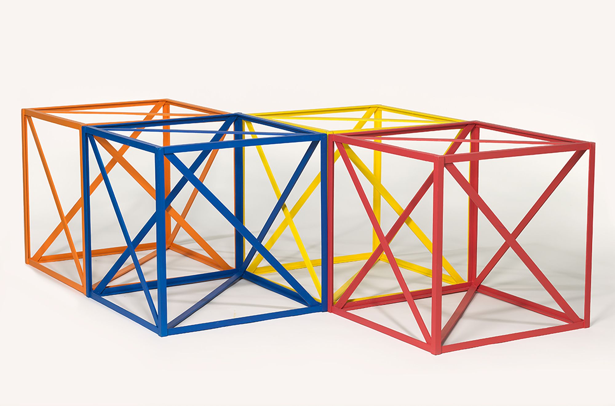 Rasheed Araeen, Pakistan b.1935 / Chaar Yaar I (four friends) 1968/2014 / Wood, house paint / Four pieces: 61 x 61 x 61cm (each) / Purchased 2017. QAGOMA Foundation / Collection: Queensland Art Gallery | Gallery of Modern Art / © Rasheed Araeen