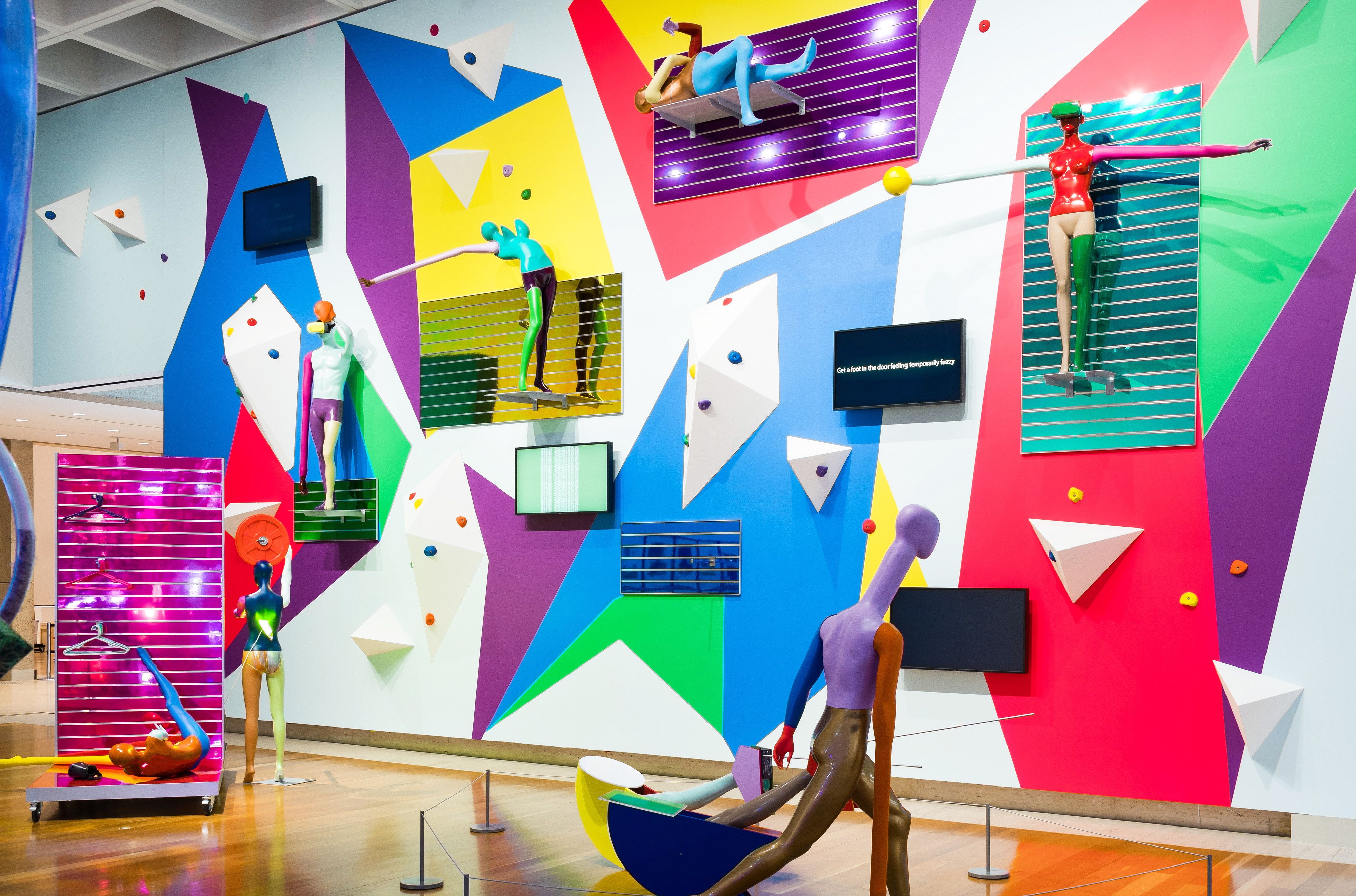 Justene Williams, Australia b.1970 / Installation view of The Vertigoats 2021 / Mixed media / Purchased 2021 with funds from the Contemporary Patrons through the Queensland Art Gallery | Gallery of Modern Art Foundation / Collection: Queensland Art Gallery | Gallery of Modern Art / © Justene Williams.