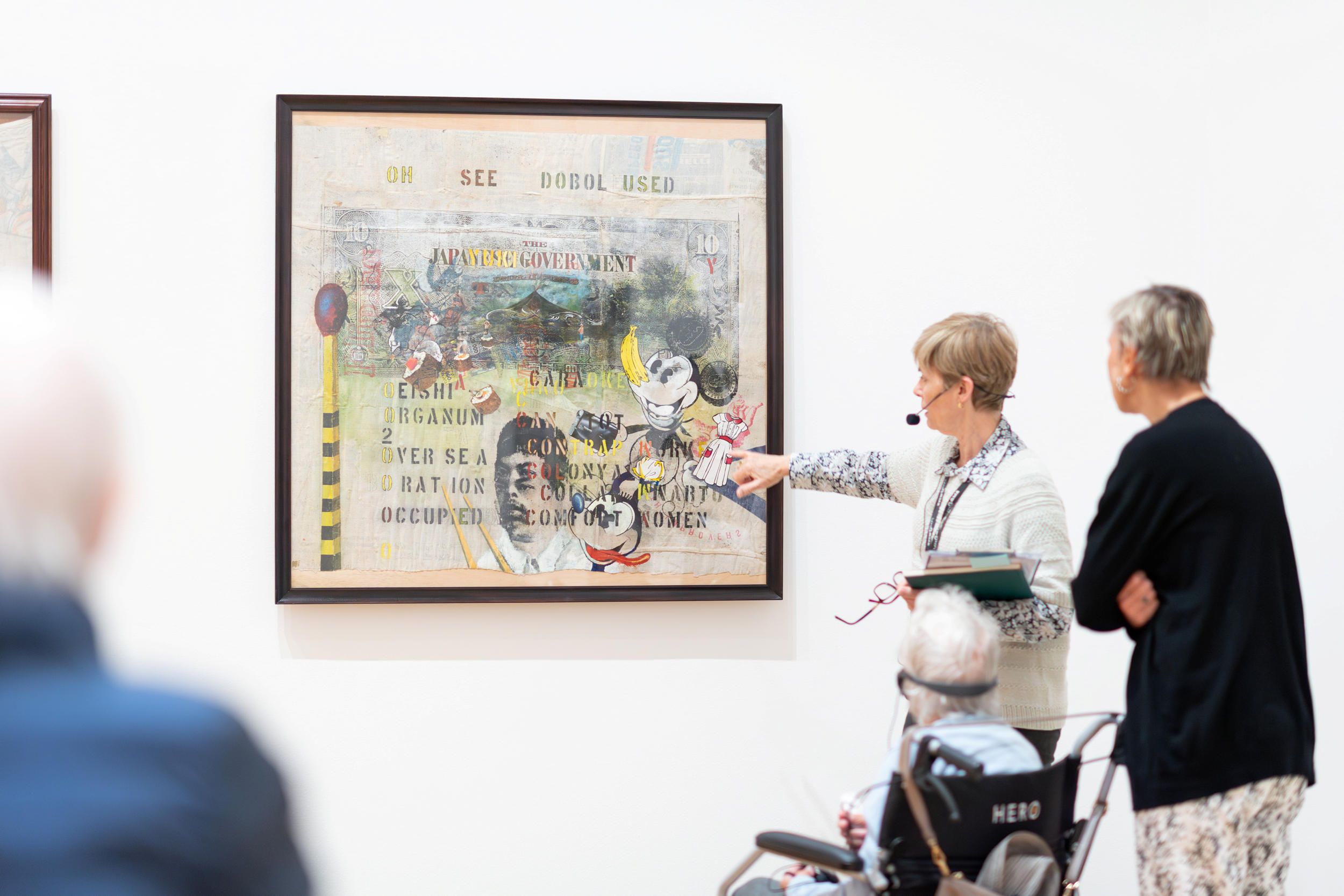 Tour for visitors with hearing loss featuring Oh see dobol used 1994, REAMILLO, Alwin, Purchased 1995. Queensland Art Gallery Foundation
 at the Queensland Art Gallery / Photograph: C Callistemon ©QAGOMA