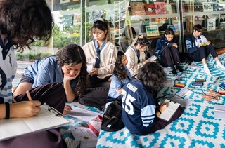 Students from Mabel Park State High write letters as part of their workshop at QAGOMA, March 2025 / Photographs: Louis Lim