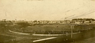 Brisbane Cricket Ground, Woollongabba c.1906 after the 1904 modifications to the cycle track / Photograph courtesy: John Oxley Library, State Library of Queensland, Brisbane