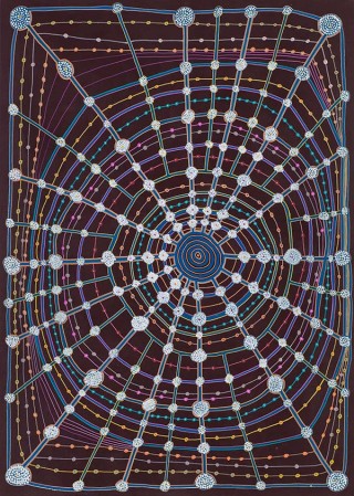 Arthur Tjatitjarra Robertson, Ngaanyatjarra people, Australia c.1932–2011 / Tjinytjira 2006 / Synthetic polymer paint on linen / 213.4 x 152.4cm / The Glenn Manser Collection. Gift of Glenn Manser through the Queensland Art Gallery | Gallery of Modern Art Foundation 2013. Donated through the Australian Government’s Cultural Gifts Program / Collection: Queensland Art Gallery / © The artist