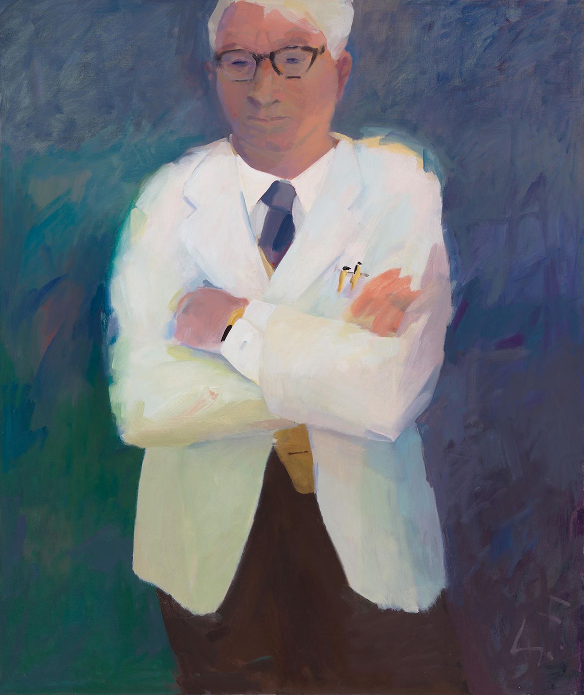 Sam Fullbrook, Australia 1922‑2004 / Norman Behan 1965 / Oil on canvas / 96.4 x 81.4cm / Gift of Dr Norman Behan CMG 1982 / Collection: Queensland Art Gallery | Gallery of Modern Art / © Sam Fullbrook Estate