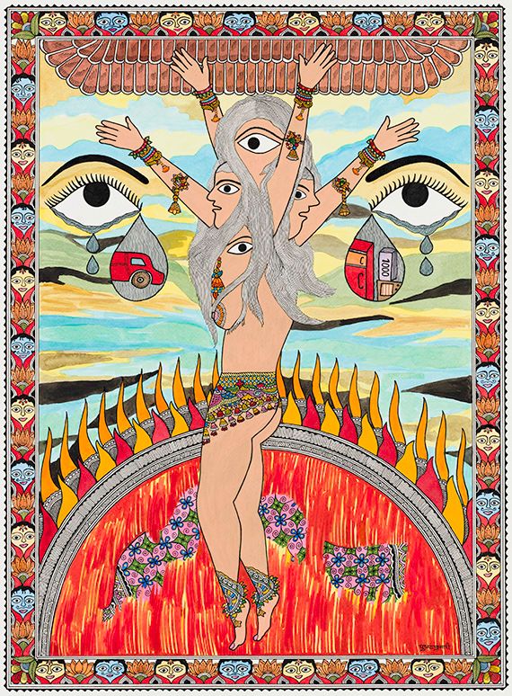 KUMARI, Pushpa Dowry 379.2015 acquisition Drawing Ink and acrylic 61 x 46cm