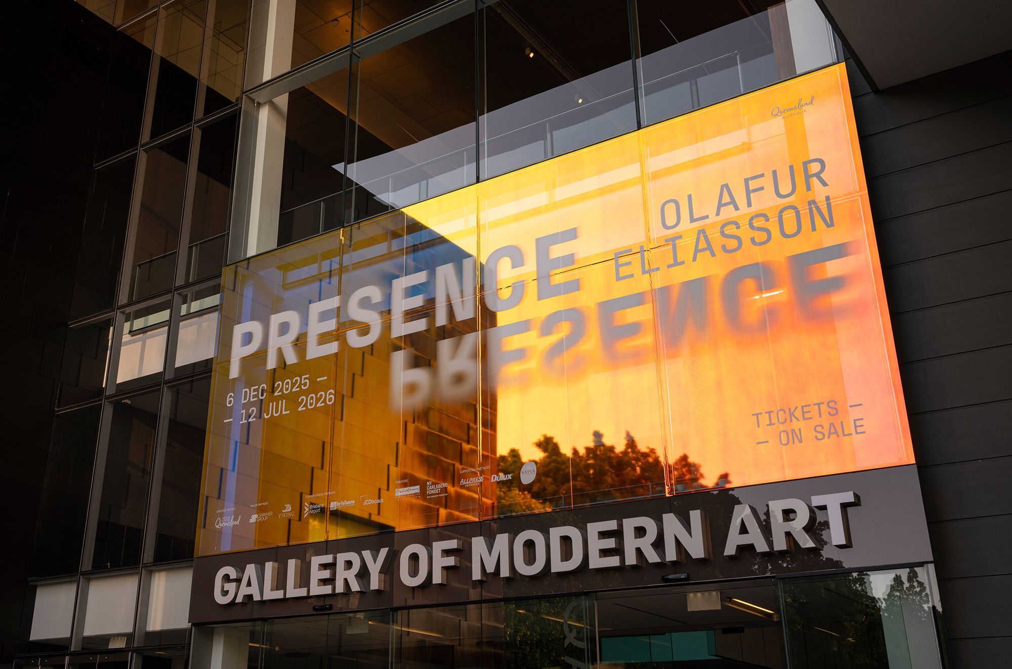 'Olafur Eliasson: Presence' entrance signage / Photograph: C Callistemon © QAGOMA