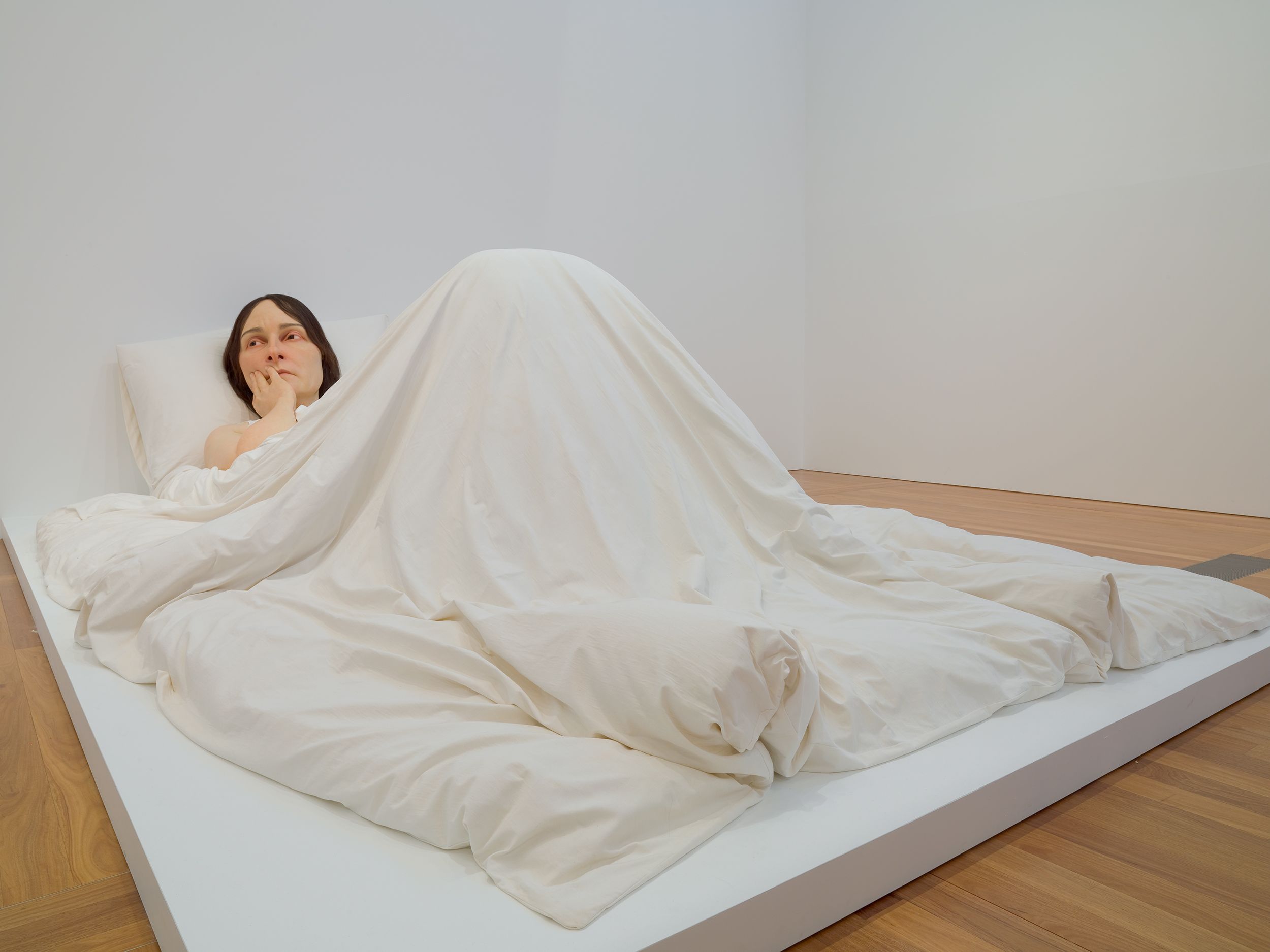 Ron Mueck, England b.1958 / In bed (detail) 2005 / Mixed media / 161.9 x 649.9 x 395cm / Purchased 2008. QAG Foundation / Collection: Queensland Art Gallery | Gallery of Modern Art / © Ron Mueck