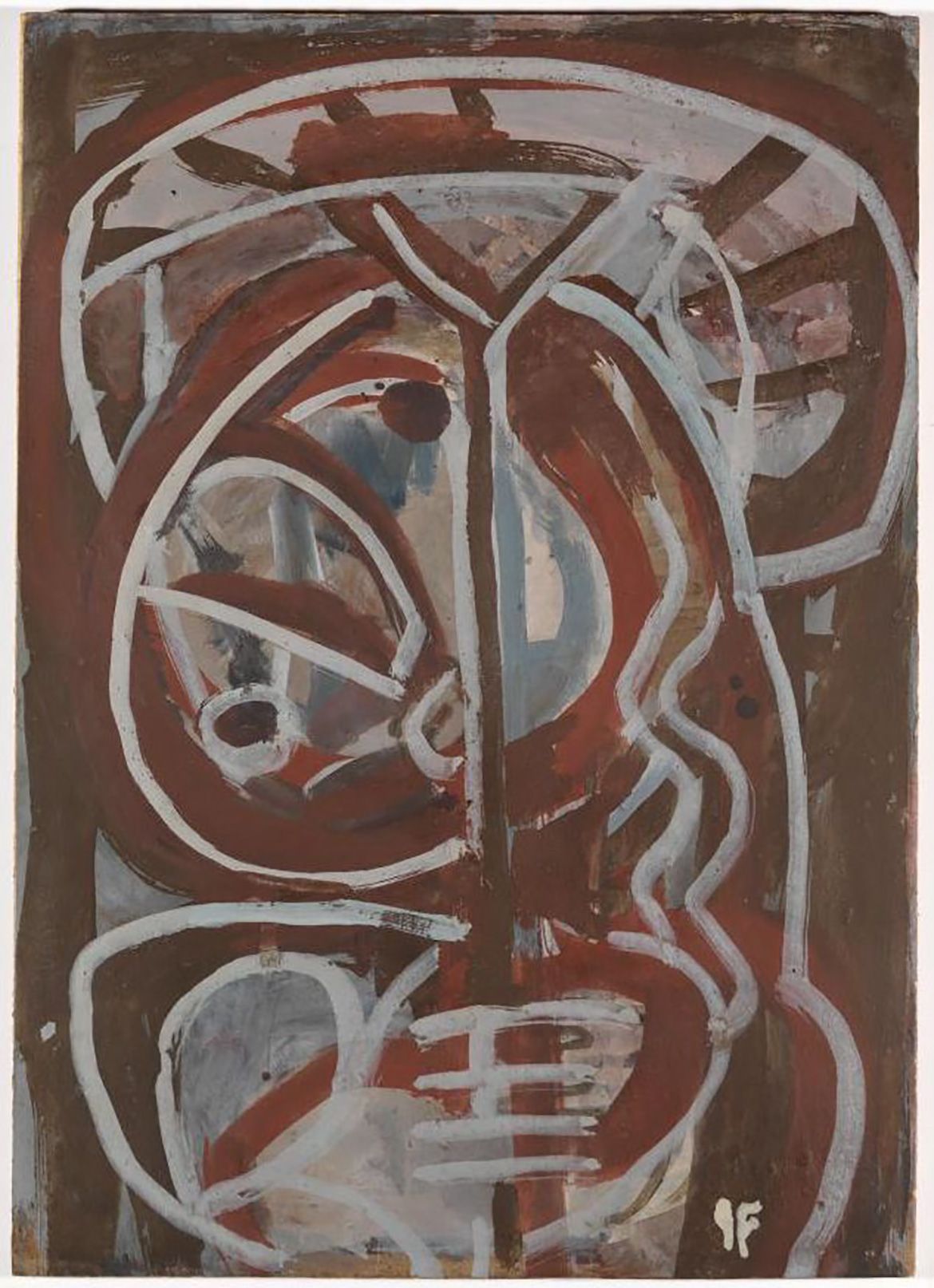 After conservation treatment / Ian Fairweather, Scotland/Australia 1891-1974 / Head c.1955 / Gouache on cardboard / Gift of the Josephine Ulrick and Win Schubert Foundation for the Arts through the Queensland Art Gallery Foundation 2010. Donated through the Australian Government’s Cultural Gifts Program / Collection: Queensland Art Gallery | Gallery of Modern Art / © Ian Fairweather/ DACS/ Copyright Agency