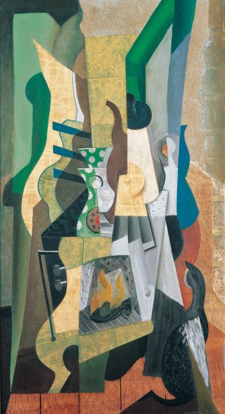 Eric Wilson, Australia/England 1911–46 / Stove theme 1942 / Oil, paper, sand and collage on canvas / 96.8 x 53.3cm / Gift of the Godfrey Rivers Trust through Miss Daphne Mayo 1948 / Collection: Queensland Art Gallery | Gallery of Modern Art