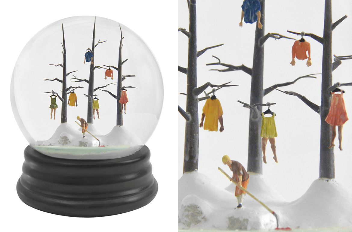 Walter Martin, United States b.1953; Paloma Muñoz, Spain b.1965 / Traveler 330 2018 / Snow globe / 19 x 15.2 x 15.2cm / Purchased 2023 with funds from Tim Fairfax AC through the QAGOMA Foundation / Collection: Queensland Art Gallery | Gallery of Modern Art / © Walter Martin and Paloma Muñoz / Image courtesy: The artists