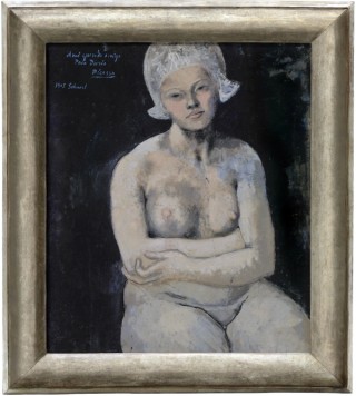 Pablo Picasso, Spain 1881–1973 / La Belle Hollandaise 1905 / Gouache, oil and chalk on cardboard laid down on wood / 77.1 x 65.8cm / Purchased 1959 with funds donated by Major Harold de Vahl Rubin / Collection: Queensland Art Gallery | Gallery of Modern Art / © Succession Picasso/Copyright Agency