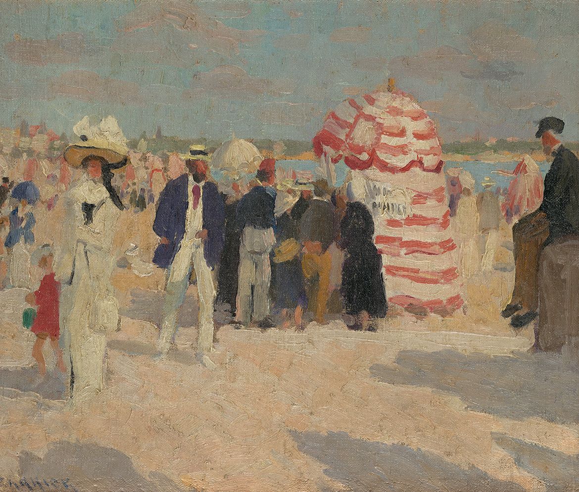 Ethel Carrick Fox, England/France/Australia 1872–1952 / On the beach c.1909 / Oil on canvas / 36 x 42cm / Gift of the Margaret Olley Art Trust through the QAG Foundation 2011 / Collection: Queensland Art Gallery | Gallery of Modern Art