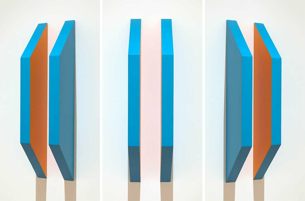 Margaret Worth, Australia b.1944 / Untitled 1968 / Single pack epoxy on marine plywood / Two parts: 122 x 30 x 30cm (installed) / Purchased 2018 with funds from David and Judith Tynan through and with the assistance of the QAGOMA Foundation / Collection: Queensland Art Gallery | Gallery of Modern Art / © Margaret Worth/Copyright Agency