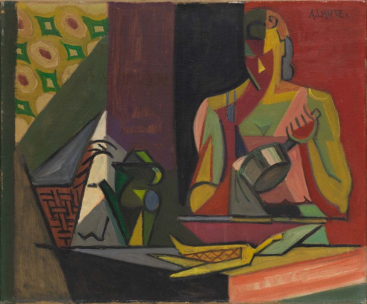 André Lhote, France 1885-1962 / Femme à la cuisine (Woman in the kitchen) c.1942 / Oil on canvas / 36.5 x 45.7cm / Purchased 1997. QAG Foundation / Collection: Queensland Art Gallery | Gallery of Modern Art / © André Lhote. ADAGP/Copyright Agency