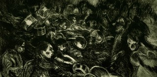 Pat Hoffie, Australia b.1953 / Image from a limited edition of 6 from the MMXXIV folio box printed at Cobalt Editions, 2024 / Drypoint on Somerset / 30 x 20cm / Courtesy: Pat Hoffie / Photograph: Nina White
