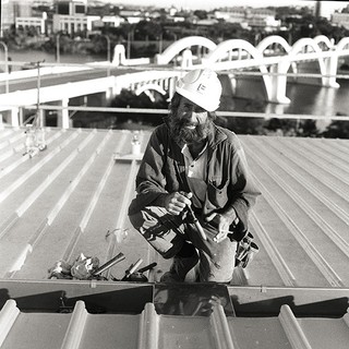 GOMA construction Photograph by Peter Liddy Camera scan of black and white medium format negative