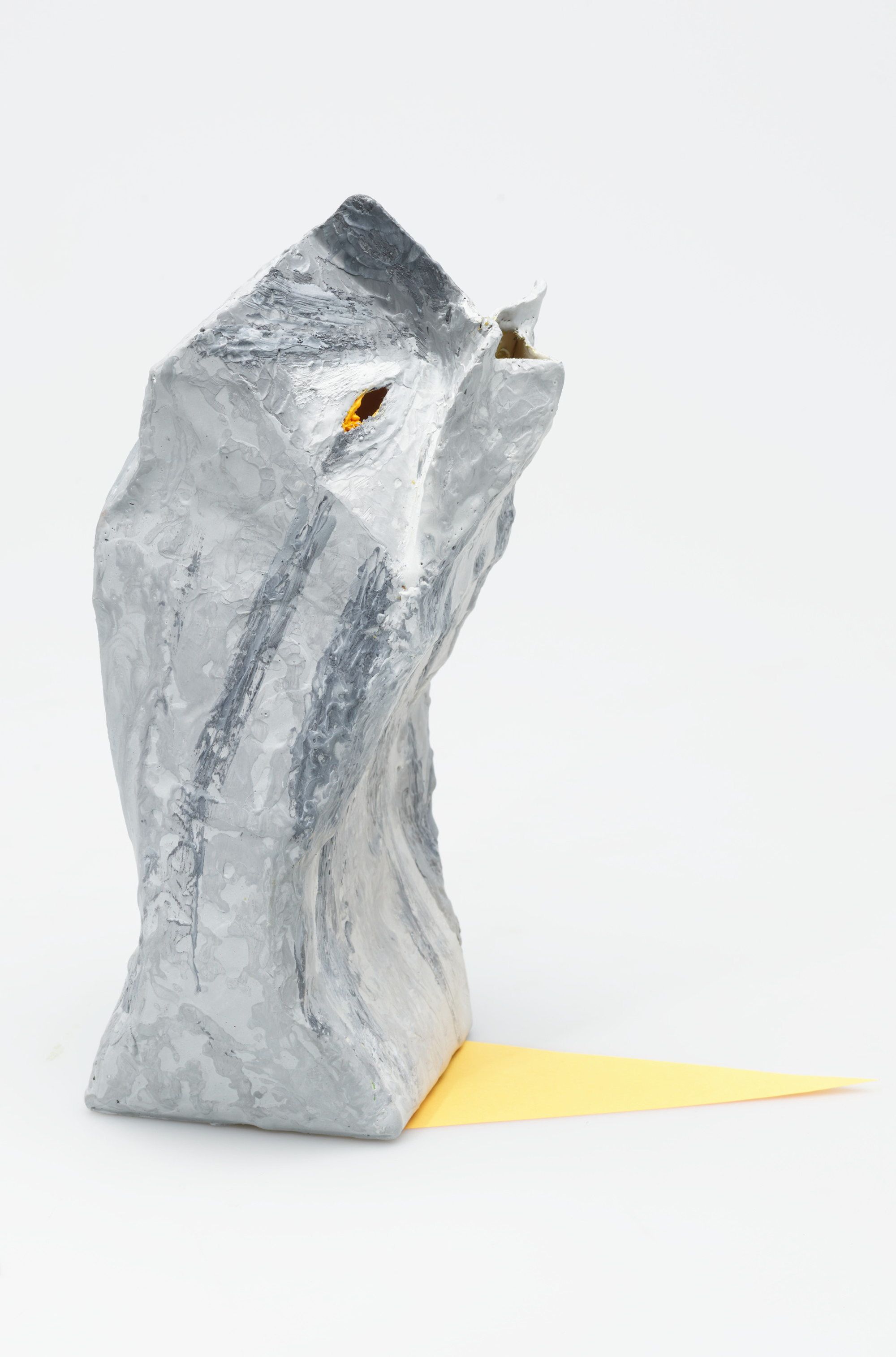 Madeleine Kelly, Germany/Australia b.1977 / Tawny Frogmouth (from 'Spectra of birds' series) 2014-15 / Encaustic on cardboard with paper and text / 40 parts ranging from 8 x 11 x 11cm to 27 x 9 x 9cm / Purchased 2015 with funds from the Josephine Ulrick and Win Schubert Diversity Foundation through the QAGOMA Foundation / Collection: Queensland Art Gallery | Gallery of Modern Art / © Madeleine Kelly/Copyright Agency