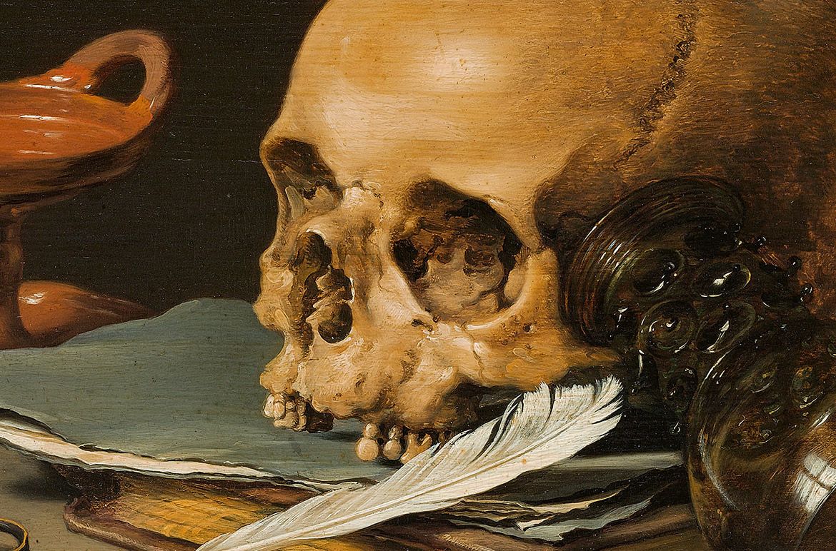 Pieter Claesz, The Netherlands 1596/97–1660 / Still Life with a Skull and a Writing Quill 1628 / Oil on wood / 24.1 x 35.9cm / Rogers Fund, 1949 / 49.107 / Collection: The Metropolitan Museum of Art, New York