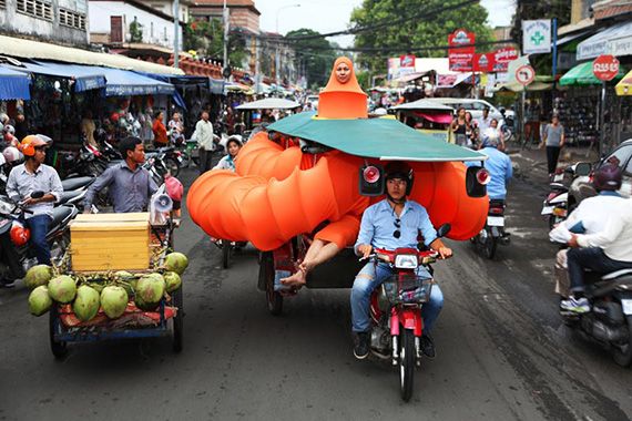 Anida Yoeu Ali / The Buddhist Bug, Into the Night (production still, detail) 2015 / Two-channel HD video projection, 7:00 minutes (looped), colour, sound, ed. of 5 / A project of Studio Revolt. Concept and performance: Anida Yoeu Ali; Video: Masahiro Sugano / Commissioned for APT8. The Kenneth and Yasuko Myer Collection of Contemporary Asian Art. Purchased 2015 with funds from Michael Sidney Myer through the Queensland Art Gallery | Gallery of Modern Art Foundation / Collection: Queensland Art Gallery