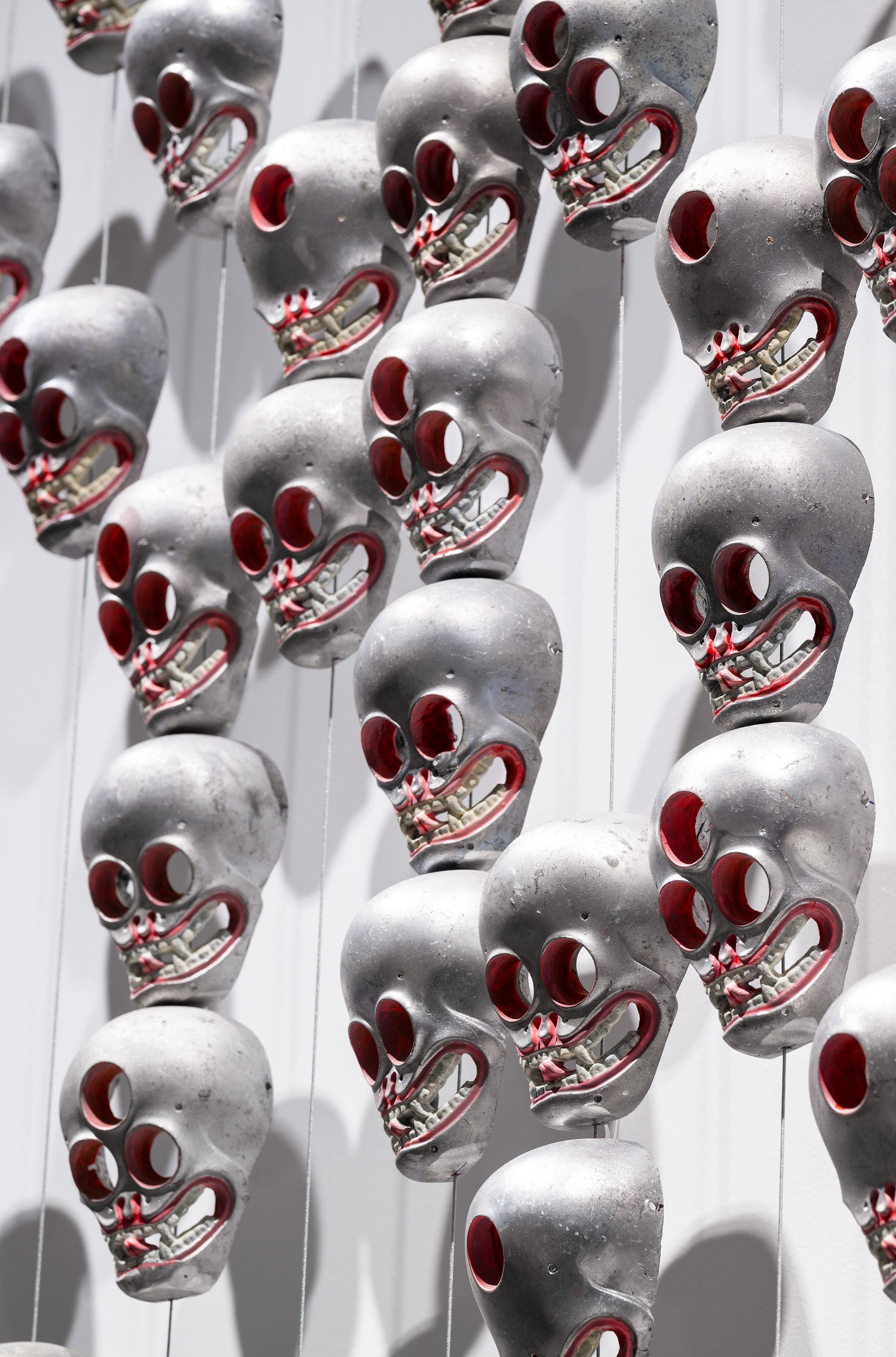 Nomin Bold, Mongolia b.1982 / Ochirbold Ayurzana, Mongolia b.1976 / Cup of life (detail) 2023 / Metal and aluminium / 1967 skulls: 13 × 10.5 × 6.5cm (each, approx.); 400 × 1400cm (installed) / Courtesy: The artists