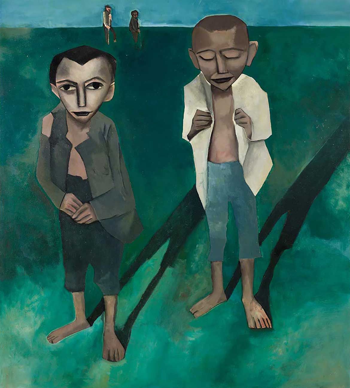 Robert Dickerson, Australia 1924-2015 / Working in the fields 1959 / Enamel on composition board / Purchased 1963 / Collection: Queensland Art Gallery / © QAGOMA