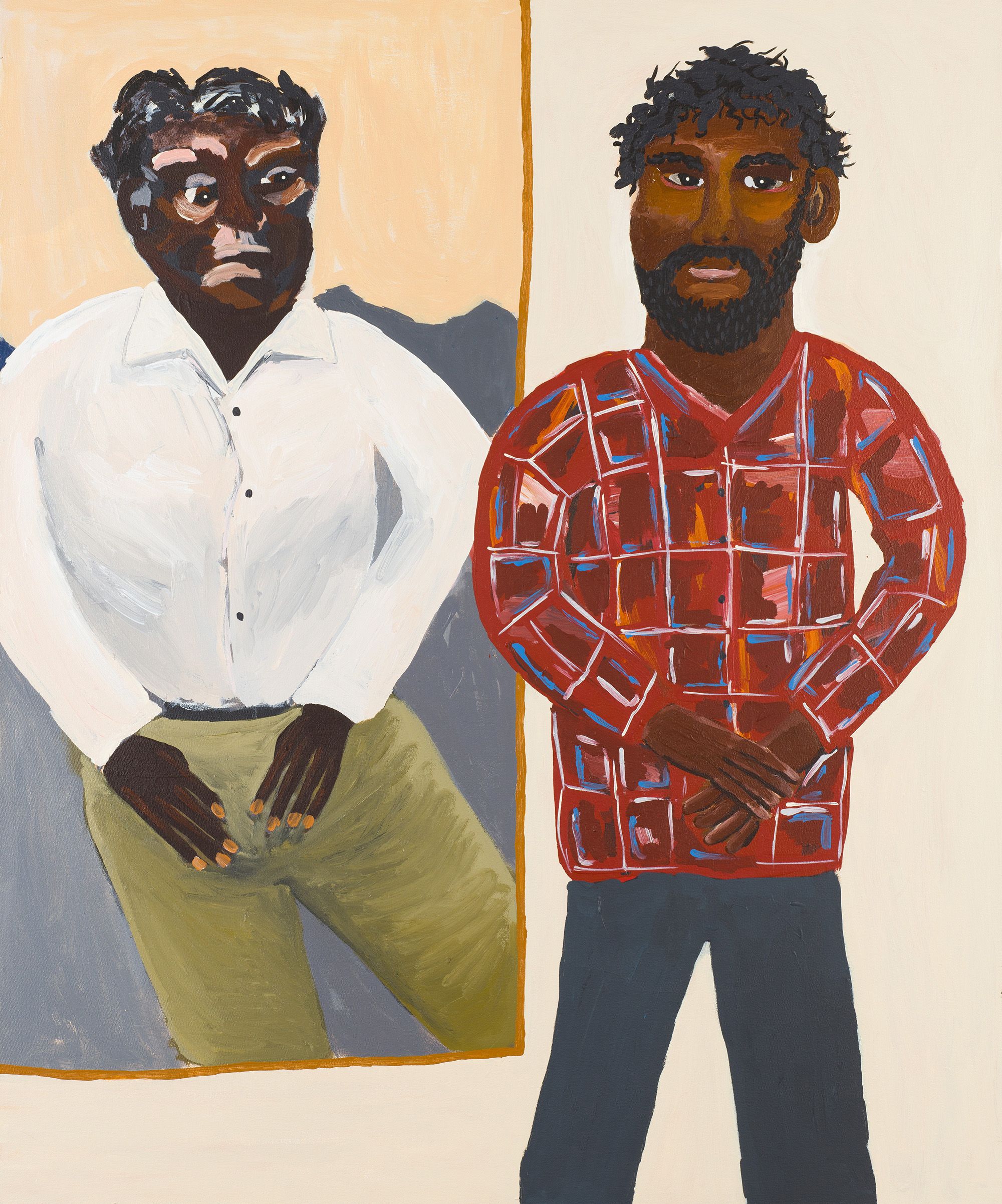Vincent Namatjira, Western Aranda people, Australia b.1983 / Albert and Vincent 2014 / Synthetic polymer paint on linen / 120 x 100cm / Gift of Dirk and Karen Zadra through the Queensland Art Gallery | Gallery of Modern Art Foundation 2014. Donated through the Australian Government's Cultural Gifts Program / Collection: Queensland Art Gallery | Gallery of Modern Art / © Vincent Namatjira/Copyright Agency