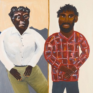 Vincent Namatjira, Western Aranda people, Australia b.1983 / Albert and Vincent 2014 / Synthetic polymer paint on linen / 120 x 100cm / Gift of Dirk and Karen Zadra through the Queensland Art Gallery | Gallery of Modern Art Foundation 2014. Donated through the Australian Government's Cultural Gifts Program / Collection: Queensland Art Gallery | Gallery of Modern Art / © Vincent Namatjira/Copyright Agency