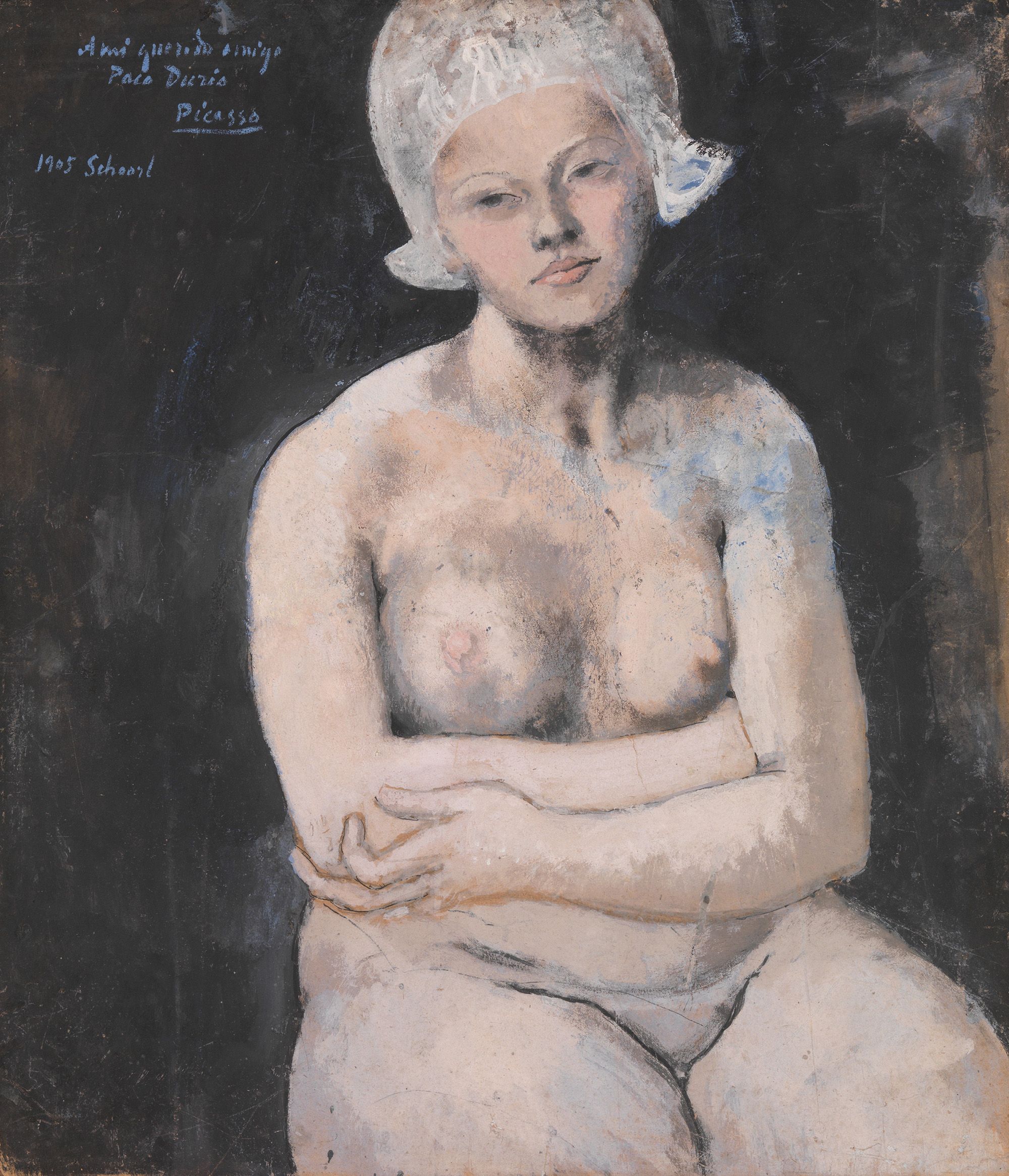 Pablo Picasso, Spain 1881–1973 / La Belle Hollandaise 1905 / Gouache, oil and chalk on cardboard laid down on wood / 77.1 x 65.8cm / Purchased 1959 with funds donated by Major Harold de Vahl Rubin / Collection: Queensland Art Gallery | Gallery of Modern Art / © Succession Picasso/Copyright Agency