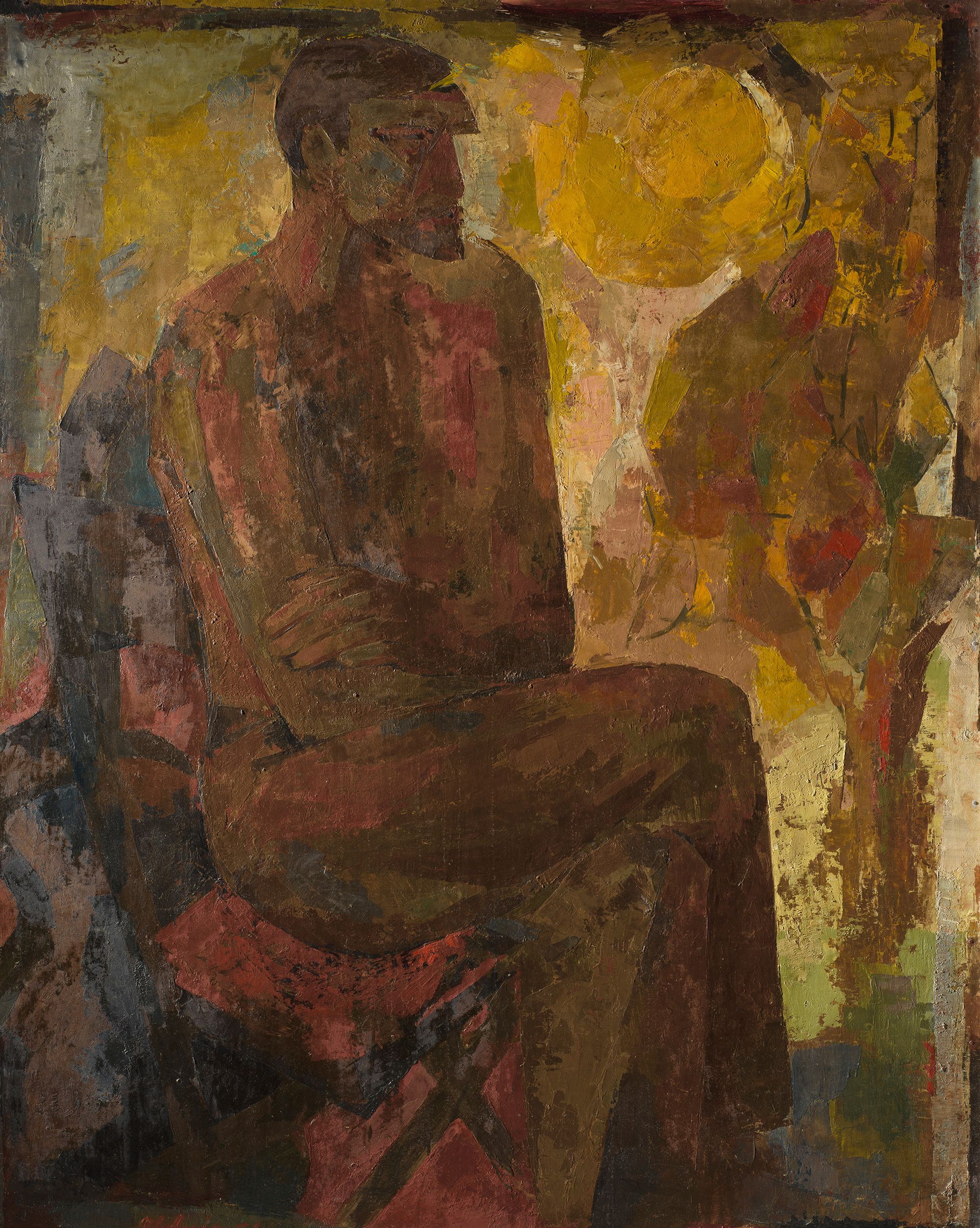 Jon Molvig, Australia 1923-70 / Self portrait 1956 / Oil on composition board / 142.3 x 114.3 cm / Gift of the National Gallery Society of Queensland 1958 / Collection: Queensland Art Gallery | Gallery of Modern Art / © QAGOMA