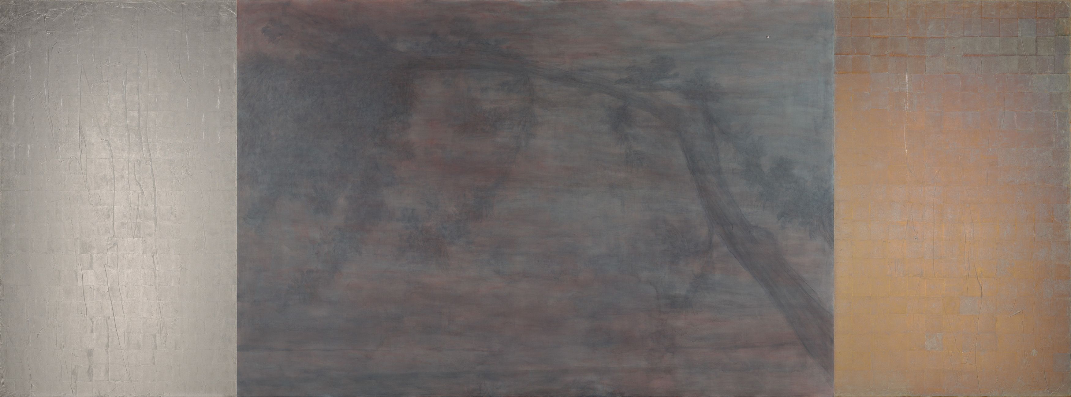 Rosslynd Piggott, b.1958 / Night and mirrors 1999-2000 / Oil, silver and palladium relief, pearl on linen / Purchased 2000.Queensland Art Gallery Foundation Grant / Collection: Queensland Art Gallery | Gallery of Modern Art / © Rosslynd Piggott