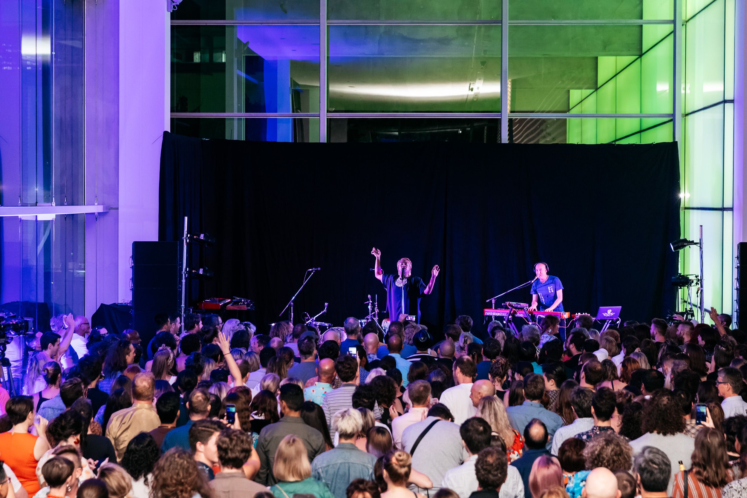 Electric Fields perform during APT9 Summer Festival Up Late, GOMA / January 2019 / Photograph: Joe Ruckli