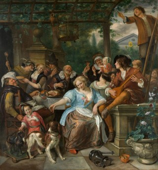 Jan Steen, The Netherlands 1626–79 / Merry Company on a Terrace c.1670 / Oil on canvas / 141 x 131.4cm / Fletcher Fund, 1958 / 58.89 / Collection: The Metropolitan Museum of Art, New York