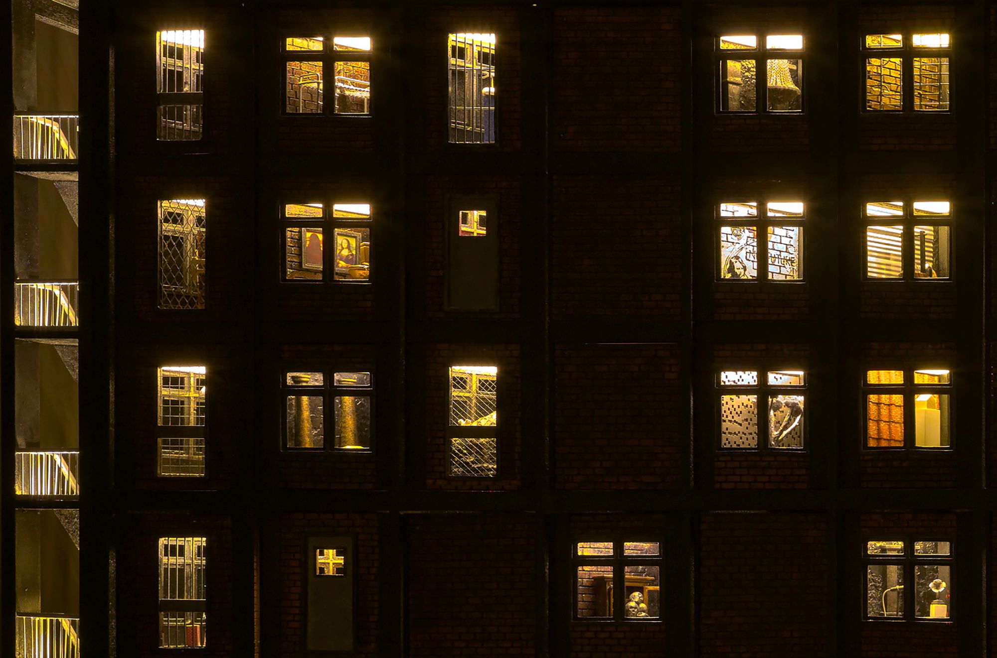 Aditya Novali, Indonesia, b.1978 / The Wall: Asian Un(real) Estate Project 2018 / Plastic, cast, steel, zinc, brass, copper, wood, wooden board, fabric, LED light with adaptor, paint, cable, resin / 180 x 440 x 25cm / Purchased with funds from Tim Fairfax AC through the QAGOMA Foundation 2018 / Collection: Queensland Art Gallery | Gallery of Modern Art / © Aditya Novali