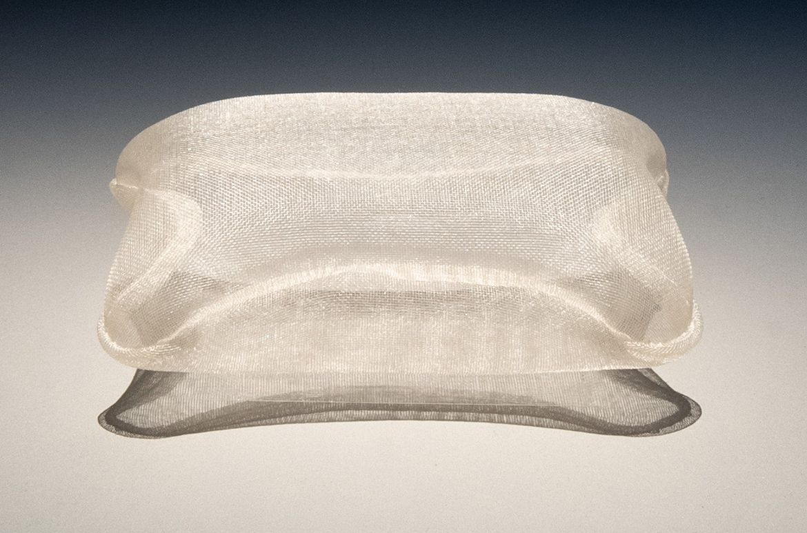 Rei Naito, Japan b.1961 / pillow for the dead 1998 / Silk organza, thread / 6.3 x 4.5 x 3cm / Purchased 1999. Queensland Art Gallery Foundation Grant / Collection: Queensland Art Gallery | Gallery of Modern Art / © Rei Naito / Photograph: M Campbell © QAGOMA