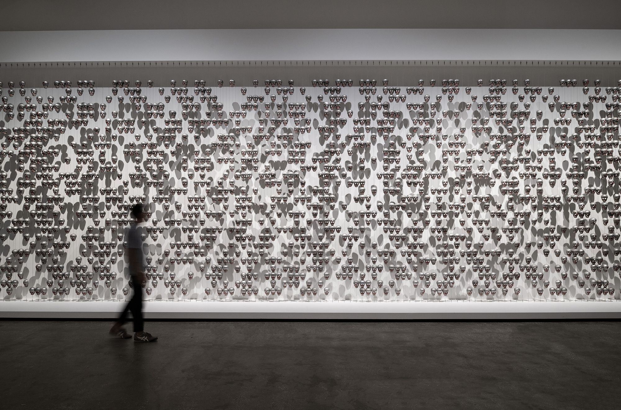 Nomin Bold, Mongolia b.1982 / Ochirbold Ayurzana, Mongolia b.1976 / Cup of life 2023 / Metal and aluminium / 1967 skulls: 13 × 10.5 × 6.5cm (each, approx.); 400 × 1400cm (installed) / Courtesy: The artists