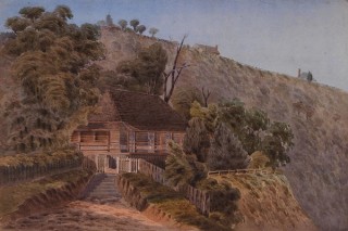 George Seymour Owen, England/Australia 1844-1921 / House under Bowen Terrace, Brisbane 1889 / Watercolour over pencil on paper / 21 x 31.6cm (comp.) / Purchased 1999 with funds from Miss Betty Quelhurst through the Queensland Art Gallery Foundation / Collection: Queensland Art Gallery | Gallery of Modern Art
