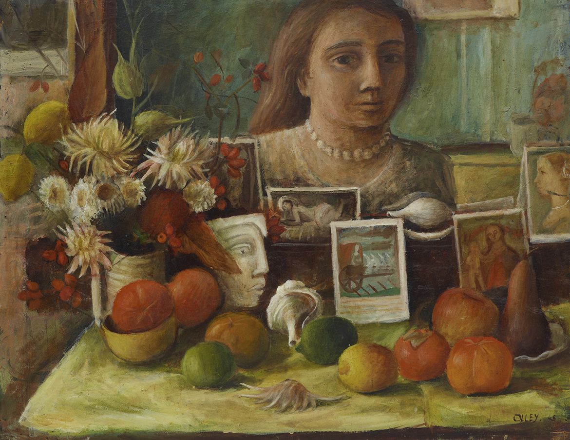 Margaret Olley / Portrait in the mirror 1948 / Oil on board / 68.3 x 84.8cm / Gift of the artist 2001 / Collection: Art Gallery of New South Wales, Sydney / © Estate of Margaret Olley