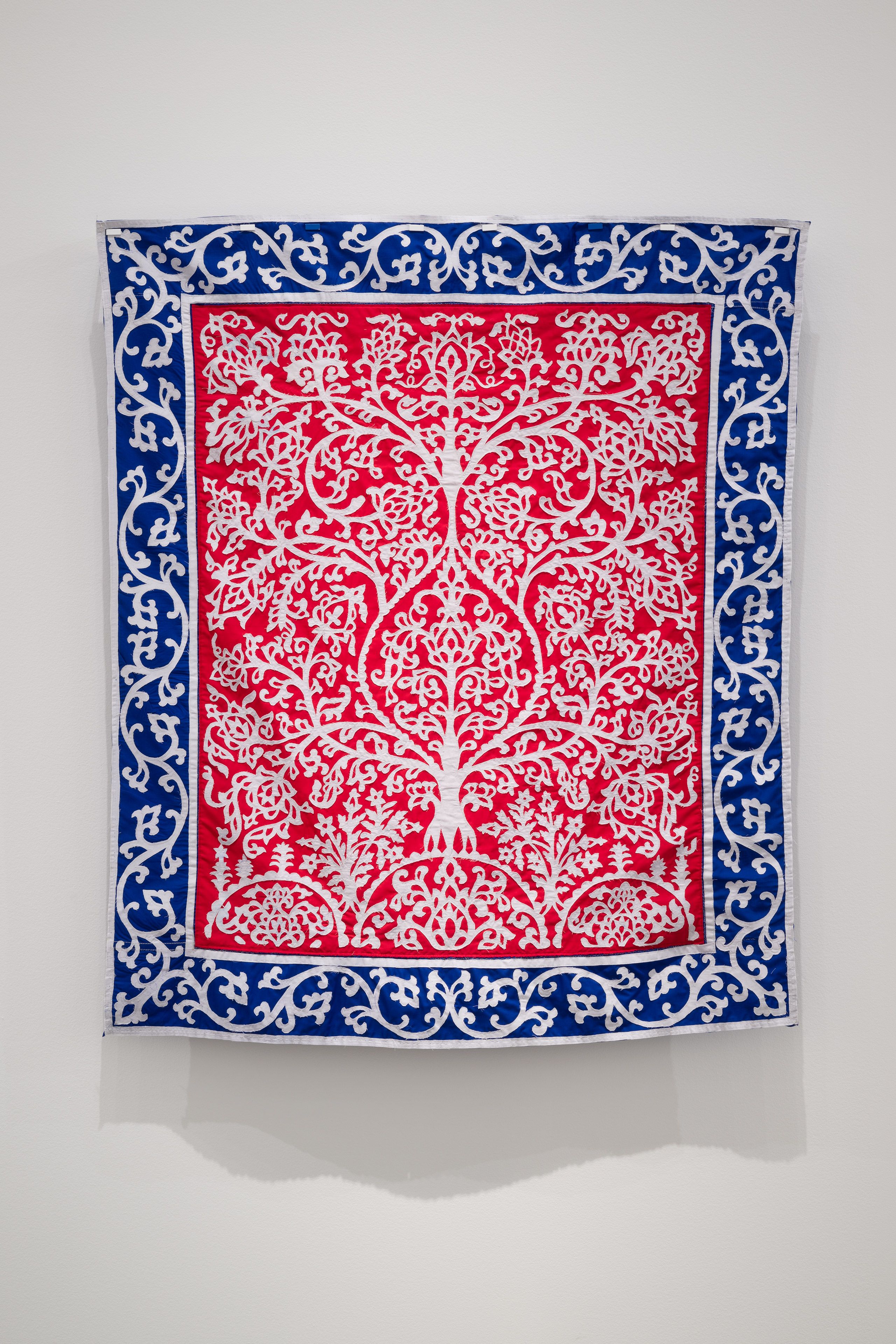 Mark Tolentino / The Philippines b.1984 / Lives and works in Davao City, The Philippines / Burras – Tawbi (Tree of Life) 2024 / Appliqué on commercial cloth / Purchased 2024 with funds from the Bequest of Noela Clare Deutscher, in memory of her parents, A. Evans Deutscher and Clare Deutscher, through the Queensland Art Gallery | Gallery of Modern Art Foundation / © Mark Tolentino / Photograph: C Callistemon, QAGOMA
